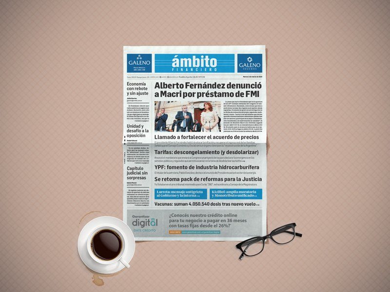 Tapa del diario Ámbito Financiero